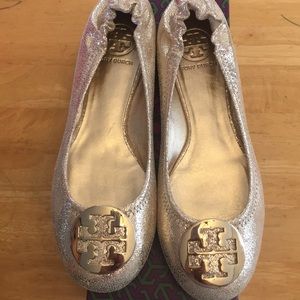 Tory Burch Reva gold flats